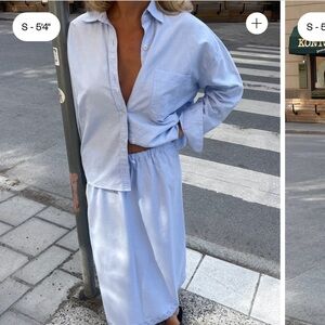 Djerf Avenue Light Blue Button-Up Shirt